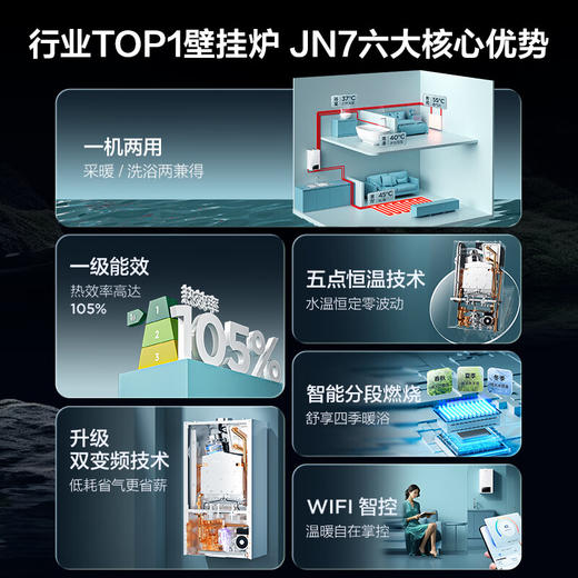 【以旧换新】海尔（Haier）双变频一级能效冷凝燃气壁挂炉天然气采暖炉热水器板换地暖五点恒温以旧换新LL1PBD20-JN7(T) 商品图1