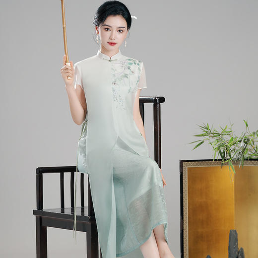 【翠兰】新中式国风高端，宽松日常旗袍连衣裙XGT-Q24076 商品图3