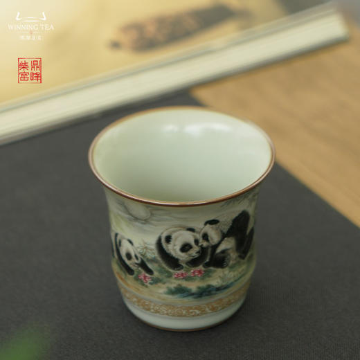 问鼎汝瓷鼎峰柴窑天青竹节杯（竹林闲戏）（缺货） 商品图3