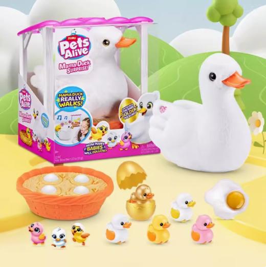 zuru佩特宠物超萌嘛嘛鸭仿真电动会叫行走可爱孵小鸭宝宝毛绒玩具 商品图3