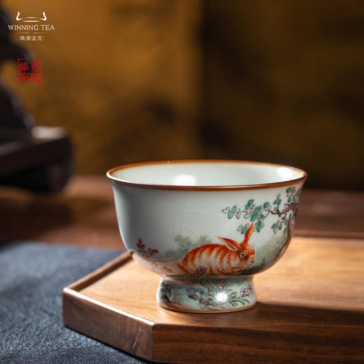 问鼎汝瓷鼎峰柴窑天青天河杯（山野逸兔） 商品图2