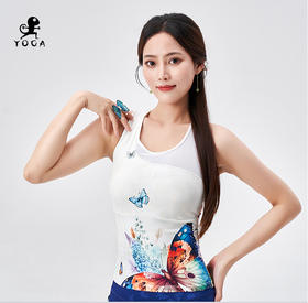 壁虎瑜伽【彩蝶-上衣】限量款印花瑜伽上衣（可拆卸胸垫）清仓不退不换