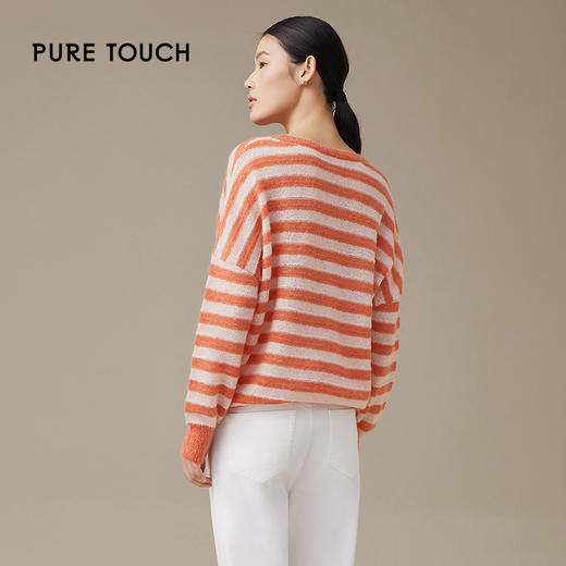 pure touch女士马海毛条纹廓形针织衫1302243394 商品图2