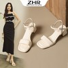 ZHR一字带粗跟凉鞋2023新款凉鞋女外穿洋气超仙鞋子夏季百搭凉鞋 商品缩略图0