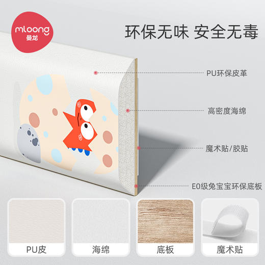 【冬日暖拥】曼龙mloong婴儿防撞软包墙贴儿童环保无毒宝宝防撞条防磕碰头海绵墙面垫 商品图2