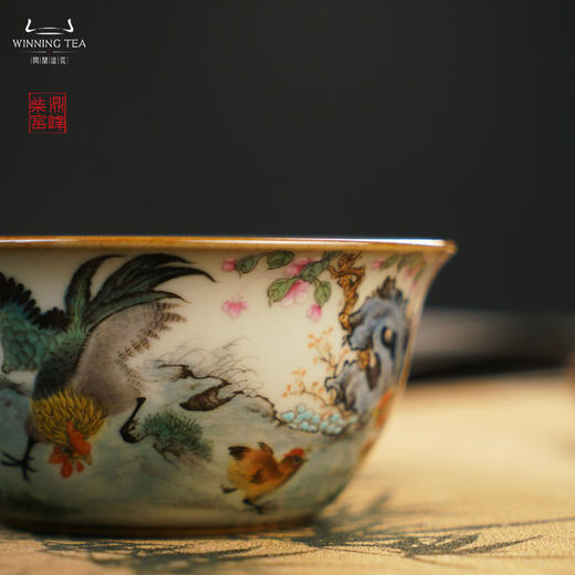 问鼎汝瓷鼎峰柴窑天青鸡缸杯（绘画司晨初鸣） 商品图2