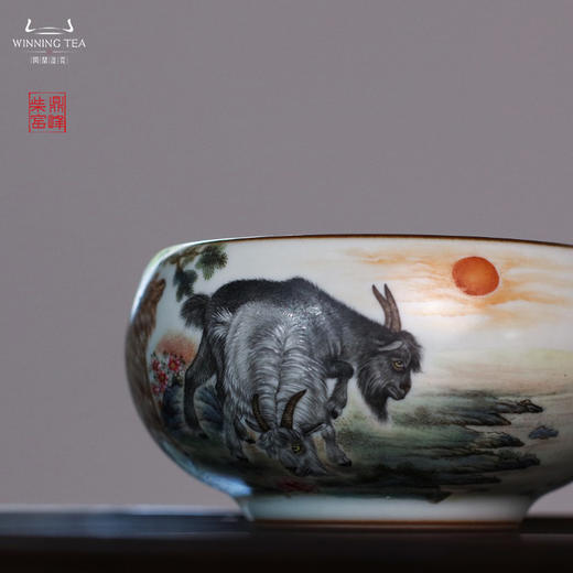 问鼎汝瓷鼎峰柴窑天青禅定杯（三羊开泰）（缺货） 商品图3