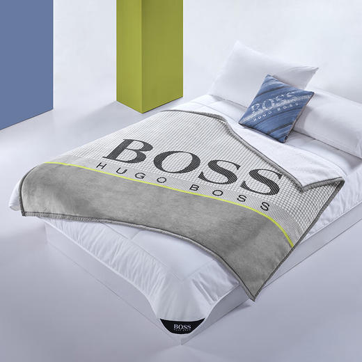 Hugo Boss LOGO格纹羊羔绒毯 140×180cm 商品图0
