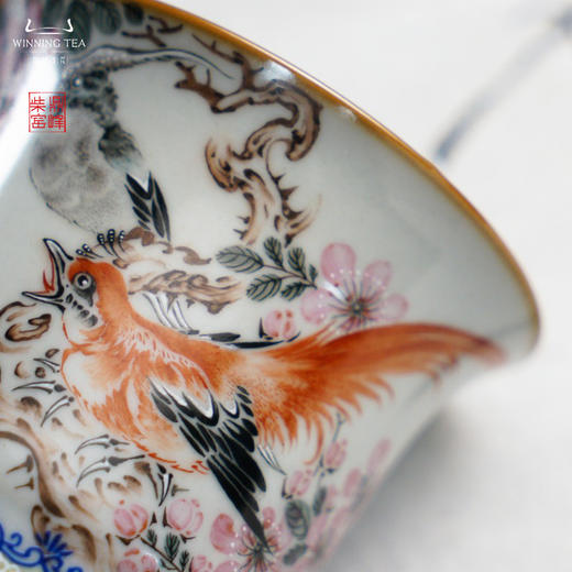 问鼎汝瓷鼎峰柴窑天青竹节杯（绶带双栖） 商品图4