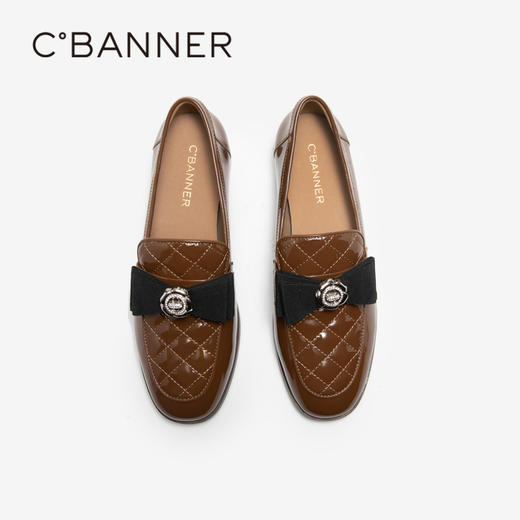 千百度漆皮低跟乐福鞋女款秋季一脚蹬平底小皮鞋通勤单鞋A24450120 商品图2