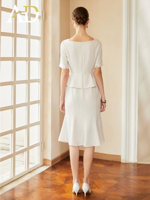 AD米色职业装气质女神范夏季高端名媛假两件连衣裙包臀裙送腰带 商品图4