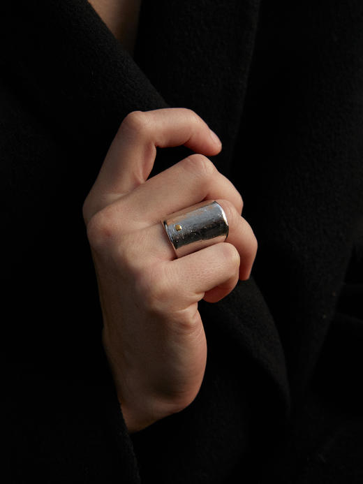 ABOAB｜GOLD CUBE FLAT Ring MIX [ 开口戒指  金银混  ] 商品图0