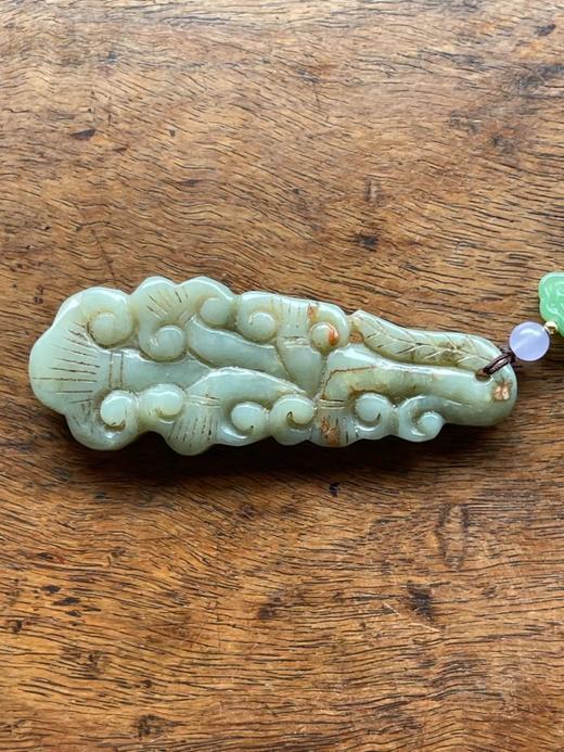 褐沁白玉雕云纹如意，顺丰包邮 商品图0