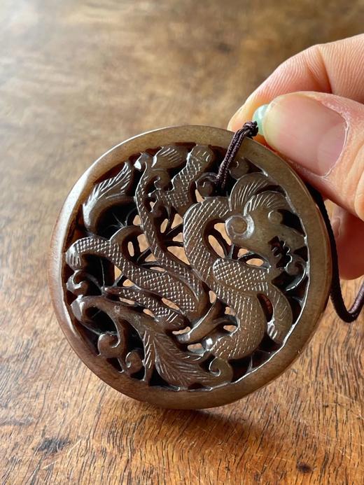 和田褐玉鏤雕龙纹瓦子牌，顺丰包邮 商品图1