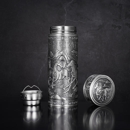 子佩集S999银【旗开马到】杯摆件【DLBJB0036-136】纯银内胆泡茶杯2406 商品图2