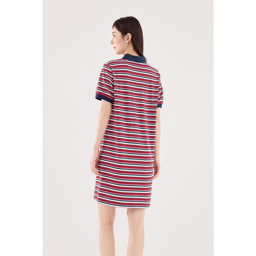 【严选】诗凡黎学院风Polo领刺绣连衣裙2024秋新款撞色条纹肌理感中长裙女SF7192231 商品图4