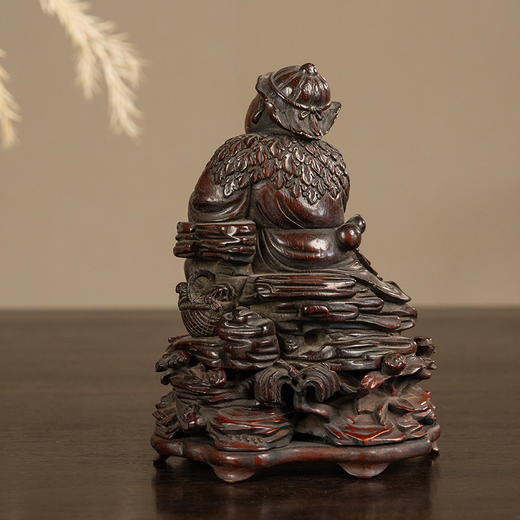 清 紫檀木雕采药老人摆件（红木座） 商品图1