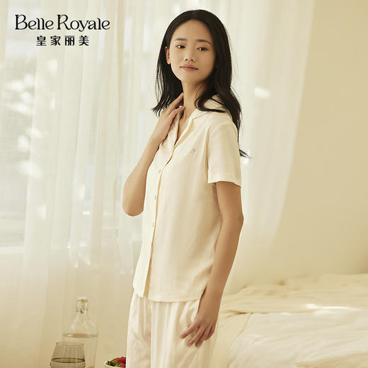 皇家丽美新款人棉高品质短袖长裤开衫家居服睡衣JJT9122 商品图4