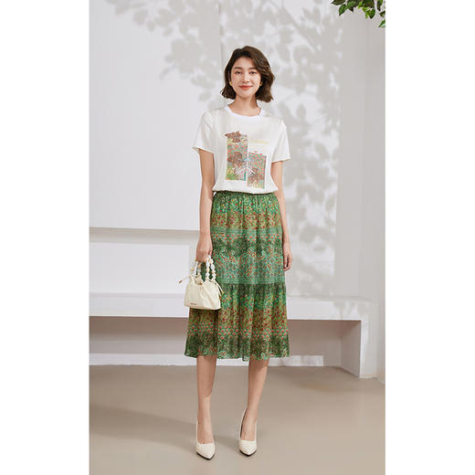 乔万尼新款真丝T恤艺术设计短袖EM2C847 商品图2