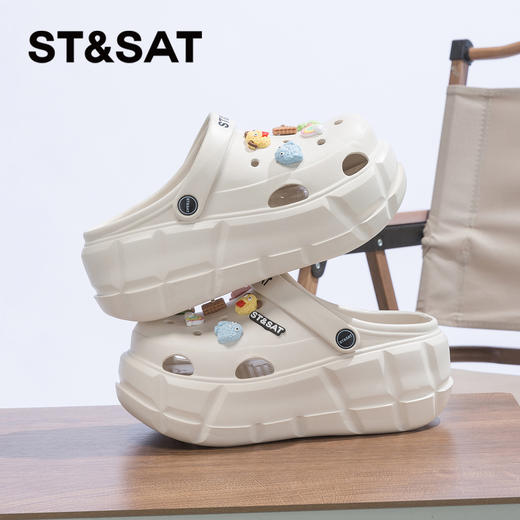 星期六沙滩防滑厚底增高洞洞鞋SSC211027K 商品图1