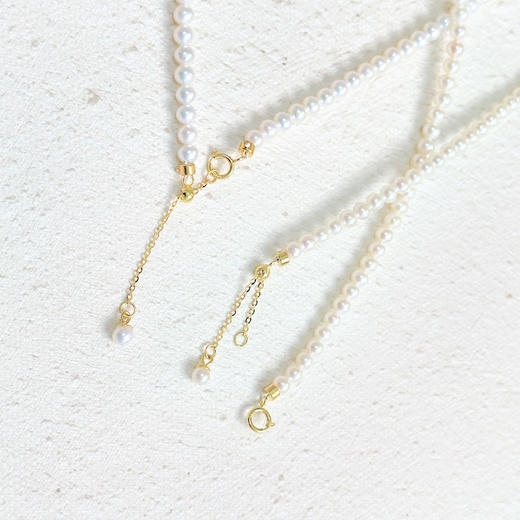 Miss G&E小米珠珍珠正圆天然强光淡水小米珠项链3-4mm锁骨链珍珠项链夏叠戴女送礼自用 商品图5