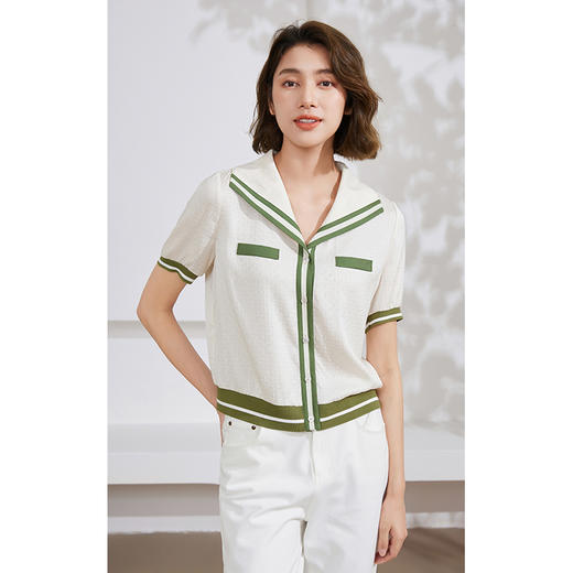 乔万尼19mm重磅真丝衬衫小香风撞色休闲设计感EM2C826 商品图1