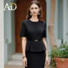 限时抢购！AD高端商务经理工作服女公务员套装2024新款黑色职业装圆领上衣夏 商品缩略图1