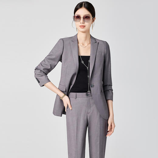 【上衣+裤子】罗蒙女士套装工作面试通勤简约大气职业装两件套女 商品图11