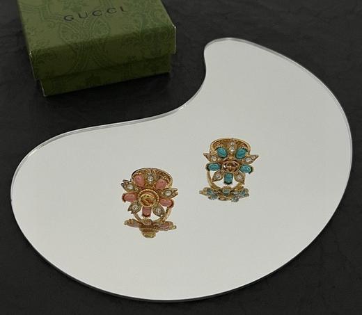 女款互扣式双G花朵镶钻套戒G00 商品图0