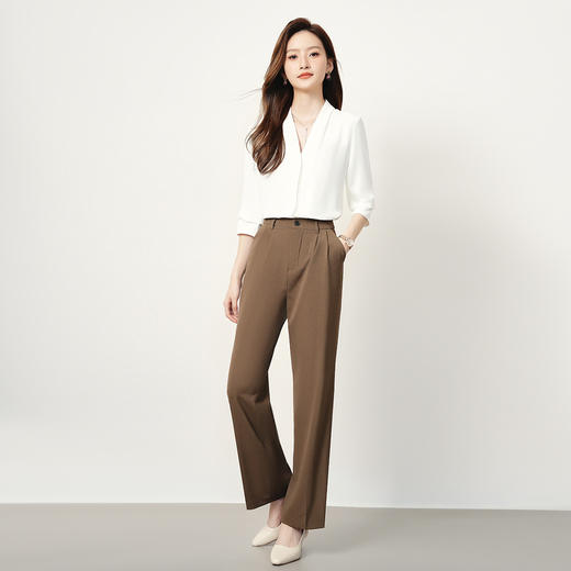 【后侧松紧腰】罗蒙女士休闲裤时尚简约大众商务百搭阔腿裤女 商品图7