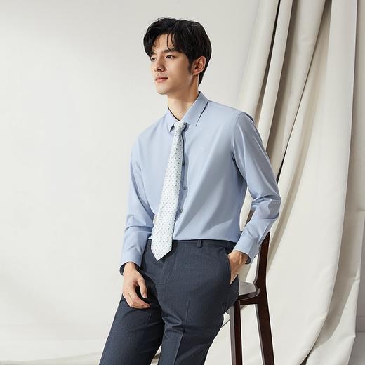 【高端系列】柒牌男士长袖衬衫2024秋季新款商务休闲含莫代尔衬衣	127A70980 商品图1