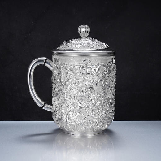 子佩集S999银【飞龙乘云】口杯摆件【FS016】纯银茶杯摆件办公杯摆件2406 商品图1