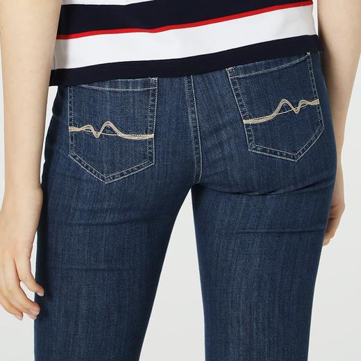 波顿夏季深蓝色高腰牛仔裤小脚修身显瘦女裤子LE209119 商品图3