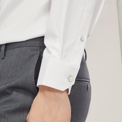 【含竹纤维】柒牌长袖衬衫男2024秋季新款色织格商务休闲白色衬衣	127A70400 商品图2