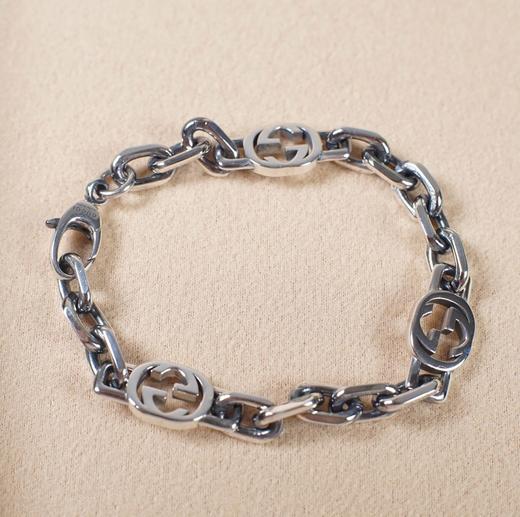 男款纯银互扣式双g字母手链G00 商品图0