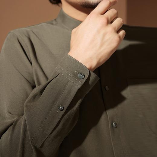 【中华立领】柒牌长袖衬衫男2024春秋新款时尚休闲中国风口袋衬衣	127A70020 商品图2