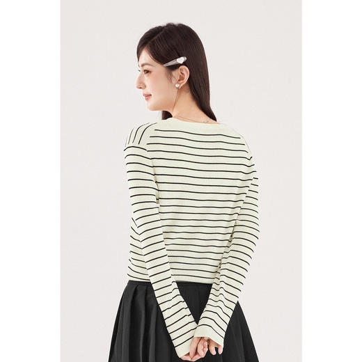 【严选】【心动毛衣】诗凡黎法式细条纹针织套装2024秋新款简约时髦上衣女SF7131041 商品图4