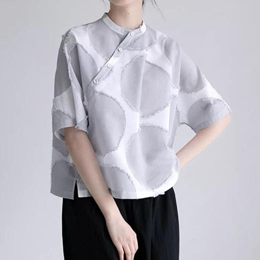 裁缝学苑AQ318提花新中式短袖上衣纸样女装小衫新款立领打板图纸 商品图3