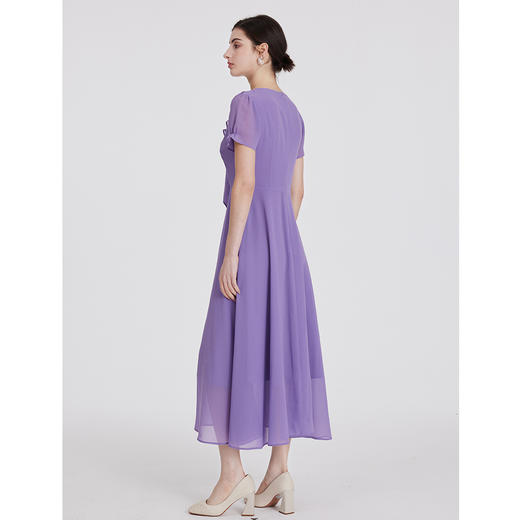 司歌雪纺连衣裙收腰v领荷叶轻薄显瘦A891235X 商品图3