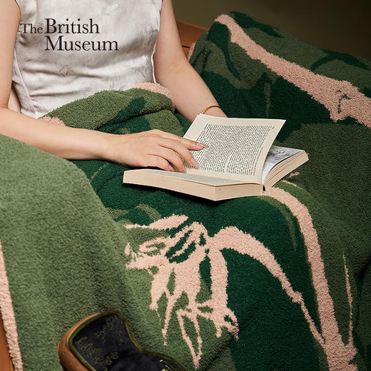 大英博物馆 东方梦境系列 竹报平安 青松飞鹤 提花 半边绒 午睡毯 沙发毛毯 商品图0