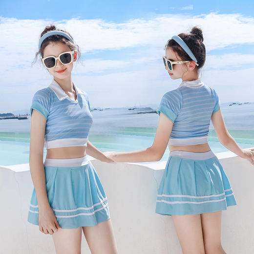 【时尚感爆棚の泳衣，甜美风分体泳衣】儿童泳衣分体两件套 运动女童 中大童少女 夏季新款 女孩温泉度假泳装泳衣-QQ 商品图5