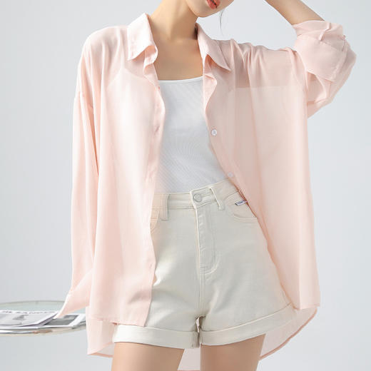 2024夏季新款衬衫女设计感小众薄款长袖防晒衬衫长款雪纺空调衫上衣女外穿 商品图2