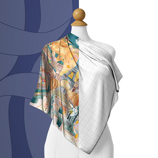 万事利“白日焰火W”88厘米WL双面印花大方巾 商品图1