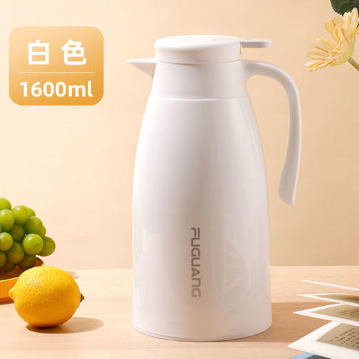 富光保温壶家用保温水壶玻璃内胆欧式水壶大容量热水瓶暖瓶保温瓶 白色1600ML 商品图0