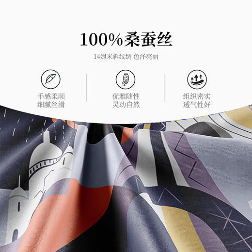 万事利“巴黎掠影”63厘米WL双面印花中方巾 商品图3