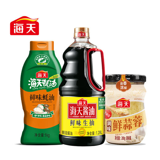 海天 鲜味生抽鲜味蚝油 三瓶组合 香菇牛肉酱调味鲜蒜蓉调味 商品图2