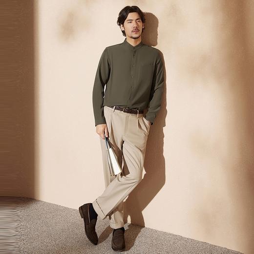 【中华立领】柒牌长袖衬衫男2024春秋新款时尚休闲中国风口袋衬衣	127A70020 商品图3