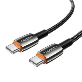 THREEKEY适用iphone15华为type-c240w超级快充数据线tpye-c快充编织充电线 黑色