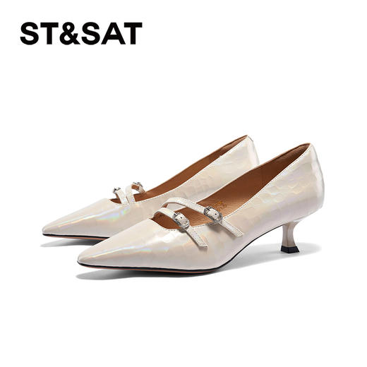 星期六时髦尖头双扣带细高跟SSC3111194 商品图6