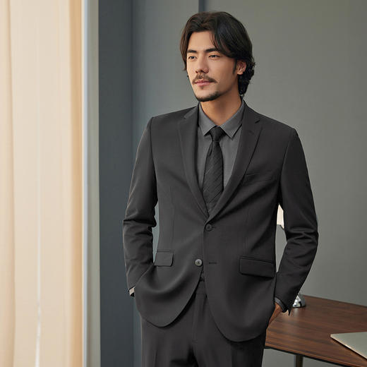 【婚礼季/犀牛褶免烫】柒牌西装男士套装2025秋季新款商务正装西服两件套	127C70110 商品图1